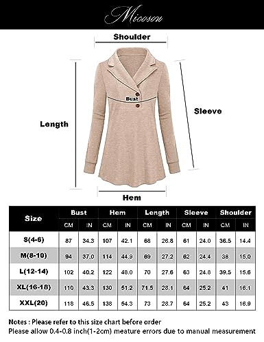Micoson Women's Casul Long Shirts To Wear With Leggings Lapel V Neck Pullover Cotton Tunics to Wear with Leggings Ladies Tops Navy Blue L
