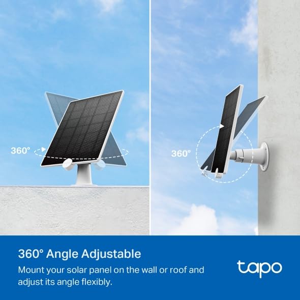 TP-Link Tapo Solar Panel A200, (Compatible with Tapo MagCam C425, Tapo C420, and Tapo C400), Long-Lasting Charging Power with High-Efficiency Solar Cells, IP65 Weatherproof, 360° Adjustable Angle