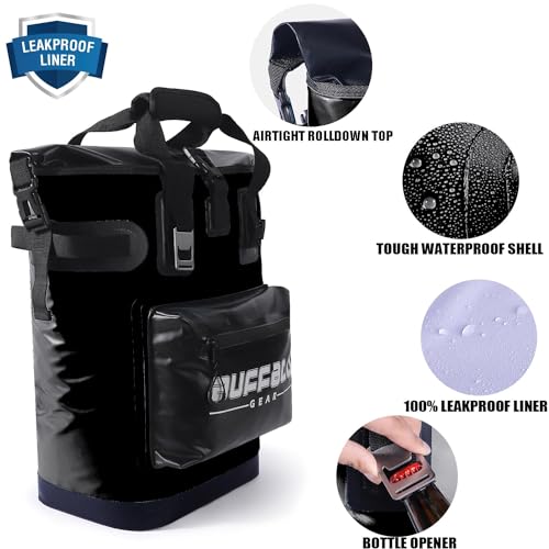 Waterproof Cooler Backpack 48 Can Large Insulated Backpack Cooler Heavy Duty Portable Lightweight Cooler Bag for Beach Picnic Camping Men and Women,Black