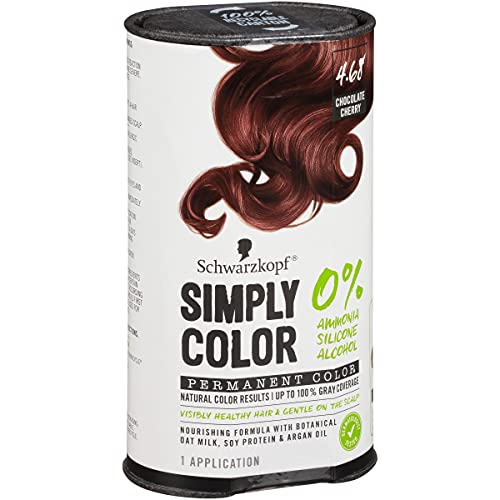 Schwarzkopf Simply Color Hair Color 4.68 Chocolate Cherry, 1 Application - Permanent Hair Dye for Healthy Looking Hair without Ammonia or Silicone, Dermatologist Tested, No PPD & PTD