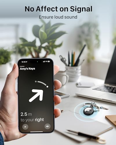 YOSH Airtag Keychain 4 Pack, Airtag Holder [Pet Chew Proof] [Fit Tightly] [Easy Alignment Design] Anti-Scratch Hard PC Air Tag Case with Metal Key Chain, Compatible with Apple Airtag