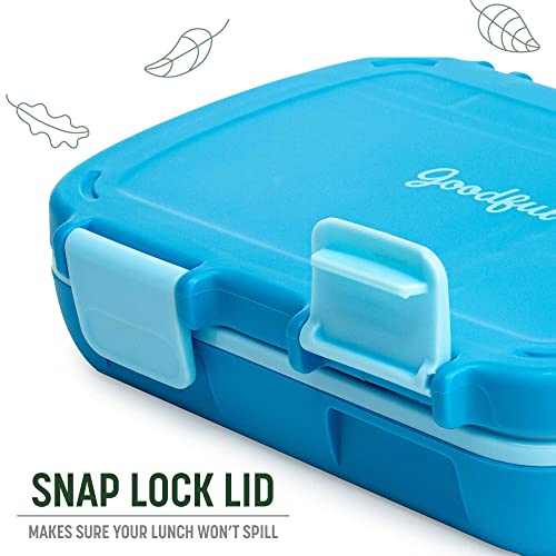 Goodful Stackable Lunch Box Container, Bento Style Food Storage with Removeable Compartments for Sandwich, Snacks, Toppings & Dressing, Leak-Proof and Made without BPA, 56-Ounce, Blue