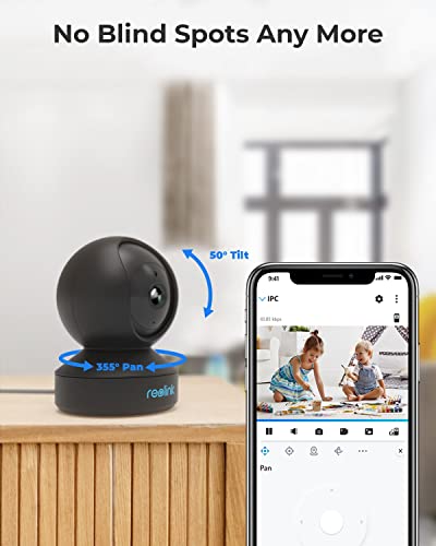 REOLINK 2K Indoor Security Camera, E1 2.4G WiFi Camera Wireless for Baby/Pet Monitor with Phone app, 360 Degree Pet Camera with Person/Pet Detection, 2-Way Audio, Night Vision, Local Storage