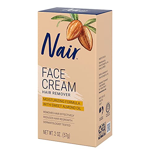 Nair Hair Remover Moisturizing Face Cream, with Sweet Almond Oil, 2OZ