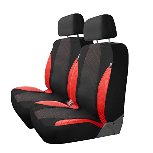 Custom Accessories 1-Piece Trilogy Seat Cover, Vegan Leather and Mesh Car Seat Cover, Universal-Fit for Cars, Trucks, and SUVs, Automotive Sat Cover - Black/Red