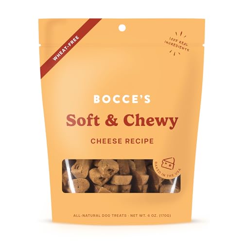 Bocce's Bakery Oven Baked Cheese Recipe Treats for Dogs, Wheat-Free Everyday Dog Treats, Made with Real Ingredients, Baked in The USA, All-Natural Soft & Chewy Cookies, Cheese, 6 oz