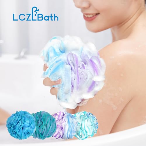 LCZLBath Loofah 4PCS 75g XL Loofa Set Soft Bath Body Sponge Thick Wash Puffs for Shower