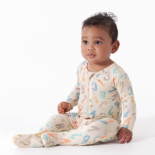 Gerber Unisex Baby Toddler Buttery Soft Snug Fit Footed Pajamas with Viscose Made from Eucalyptus, Abc, 3-6 Months