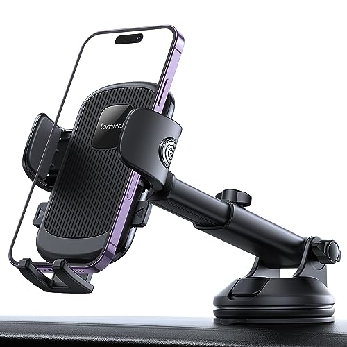 Lamicall Car Phone Holder - [Strongest Military-Grade Suction Cup] 360° Rotation Phone Holders for Your Car Quick Release Adjustable Car Phone Mount Dashboard for iPhone 16 Galaxy Smartphone Truck