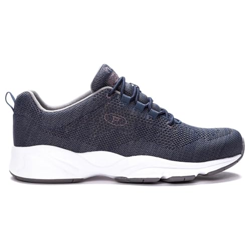 Propét Mens Stability Fly Sneaker, Navy/Grey, 10.5 X-Wide US