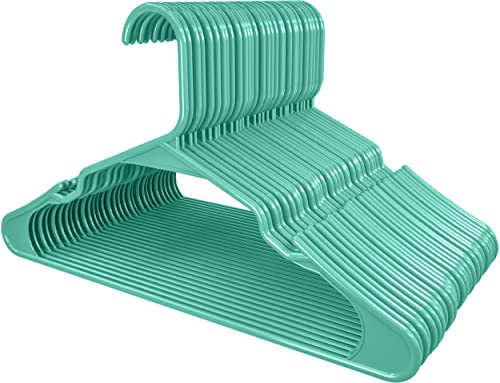 Utopia Home Clothes Hangers 30 Pack - Plastic Hangers Space Saving - Durable Coat Hanger with Shoulder Grooves (Aqua)