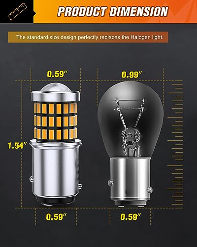 Nilight 1157 LED Bulb 2PCS 57LED Amber Yellow 2057 2357 BAY15D 7528 Front Rear Turn Signals Light Tail Light with Projector Replacement for Trucks Cars Motorcycles, 2 Years Warranty