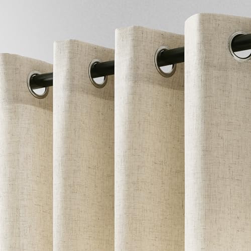 132 Inch Natural Linen Curtains Extra Long with Grommet Top for High Living Room, Custom Made High Ceiling 2 Story Drapes,Semi Sheer Beige Neutral Curtains for Loft Sliding Door 11 FT 1 Panel