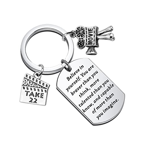 LQRI Movie Projector Keychain Film Director Gift Filmmaker Gifts Future Director Gifts Film Student Graduation Gift (silver)