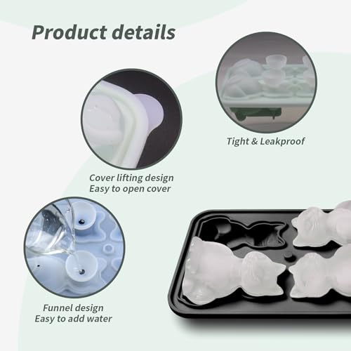 3D Kitten Ice Cube Tray,BPA-Free Ice Cube Molds,Multifunctional Chocolate Mold Great for Jelly, Candy, Whiskey, coffee,soda,Kitchen Accessaries (Black)