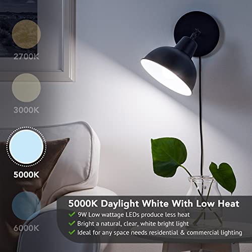 Maylaywood A19 LED Light Bulbs, 60 Watt Equivalent LED Bulb, Daylight White 5000K, 850 Lumen, E26 Base, Non-Dimmable, 9W Bright White LED Bulb, 4-Pack