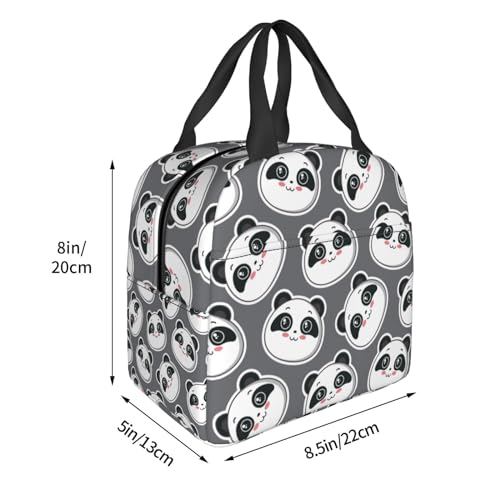 Duduho Cute Pandas Lunch Bag Compact Tote Bag Reusable Lunch Box Container For Women Men School Office Work, 6l