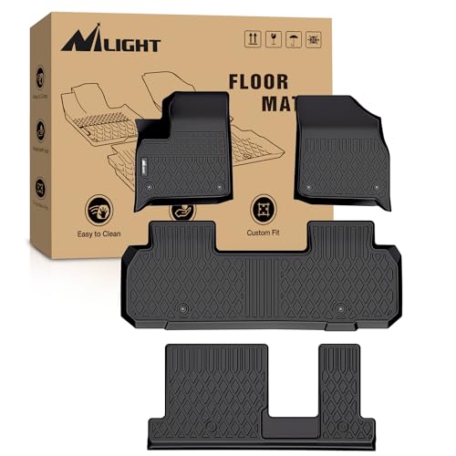 Nilight TPE Floor Mats for Chevy Traverse 8 Seats 2nd Row Bench Seat 2018 2019 2020 2021 2022 2023 2024,All Weather Custom Fit Heavy Duty Floor Liners