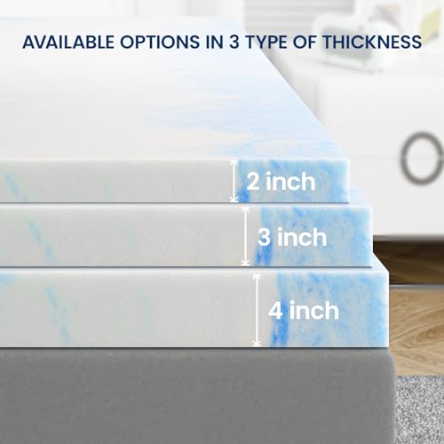 Memory Foam Mattress Topper Twin 2 Inch - Flexpedic Cooling Gel Foam Mattress Topper Twin Pad for Back Pain Relief - Ventilated and Breathable - CertiPUR-US Certified - Soft & Blue