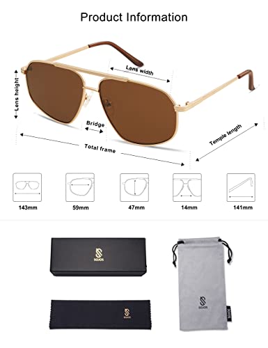 SOJOS Classic Retro Aviator Sunglasses for Women Men Vintage Hexagonal Metal Frame UV400 Lenses SJ1200, Black/Yellow Tint