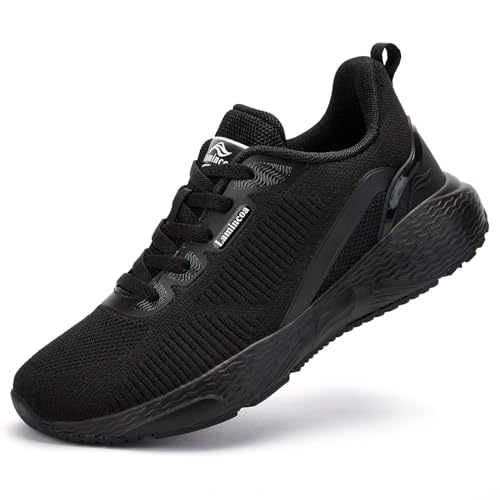 Lamincoa Womens Walking Shoes Lightweight Running Sneakers for Women Memory Foam Soft Women’s Tennis Shoes Breathable Mesh Shoes for Gym Workout Sports Black/White