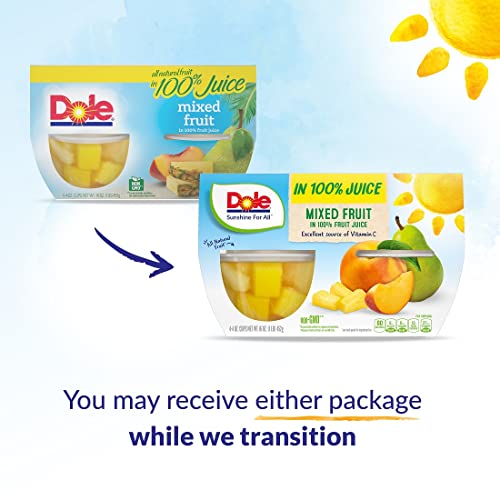 Dole Fruit Bowls Mixed Fruit in 100% Juice Snacks, 4oz 24 Total Cups, Gluten & Dairy Free, Bulk Lunch Snacks for Kids & Adults