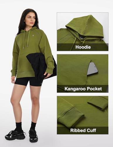 Orolay Women's Casual Hoodies Long Sleeve Sweatshirts Pullover Tops Fashion Spring Activewear with Pocket Green X-Small