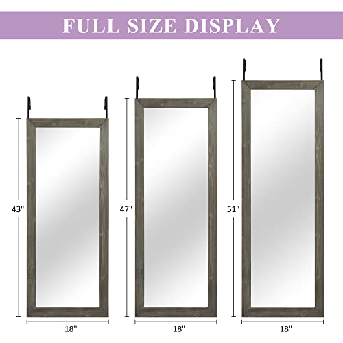 MIRUO Full Length Mirror, 64" x 21" Aluminum Alloy Frame Floor Mirror with Stand, Large Bedroom Mirror, Free Standing or Wall Mounted or Leaning Against Wall, Black