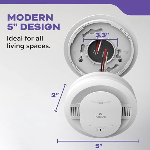 Kidde Hardwired Smoke & Carbon Monoxide Detector, 10-Year Battery Backup, Interconnectable LED Warning Light Indicators