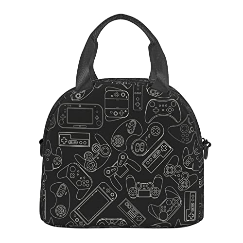 Perinsto Monster Truck Cars Pattern Lunch Bag, Reusable Insulated Lunch Box with Adjustable Shoulder Strap, Eco-friendly Aluminum Foil, 9 x 5 x 7.8 Inches