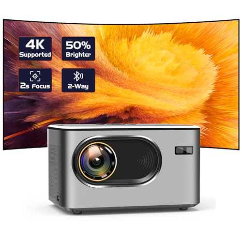 [2s Focus with Remote] PANSEBA 4K Projector, Native 1080P Bluetooth Projector, Portable Outdoor Movie Projector, Mini Projector for Home Theater, Compatible with Smartphone,HDMI,USB,TV Stick