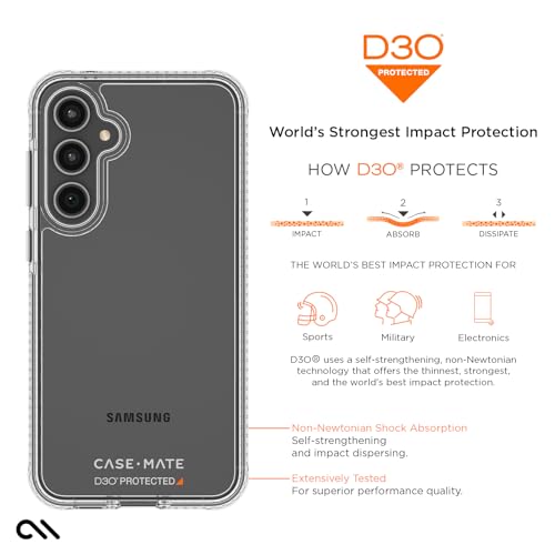 Case-Mate Tough Clear Samsung Galaxy S23 FE 5G Case [16ft D3O Drop Protection] [Wireless Charging Compatible] Phone Case for Samsung Galaxy S23 FE 6.4", Slim, Anti Yellow, Anti Scratch Technology