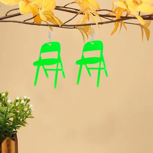 Vavhoo Funny Fight Folding Chair Dangle Earrings for Women Colorful Chair Shape Resin Acrylic Drop Earrings Creative Fashion Acrylic Weird Chair Earrings Statement Jewelry (Green)