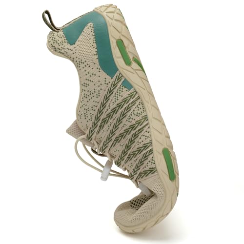WateLves Barefoot Water Shoes Women Men Beach Swim Shoes Athletic Quick-Dry Aqua Socks Breathable Mesh Sneakers Walking Shoes (358/White/Green, 45)