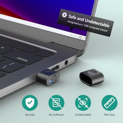 HOTLIFE Undetectable Mouse Jiggler, USB Mouse Mover Device Keeps PC Awake, Driver-Free Mouse Wiggler Auto Shaker with 3 Mode Switch Button to Keep Laptop Computer Screen Active, Black