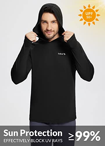 BALEAF Men's Sun Protection Hoodie Shirt UPF 50+ Long Sleeve UV SPF T-Shirts Rash Guard Fishing Swimming Lightweight Vermillion Orange L