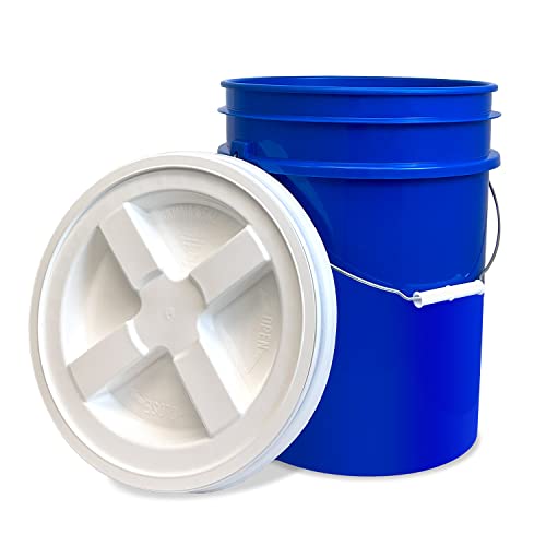 ePackageSupply 5 Gallon White Bucket with Gamma Seal Screw on Airtight Lid | Made in USA | Food Grade | Heavy-Duty | Durable 90 Mil All Purpose Pail | Easy Stack and Store | BPA Free (3 Count), Blue