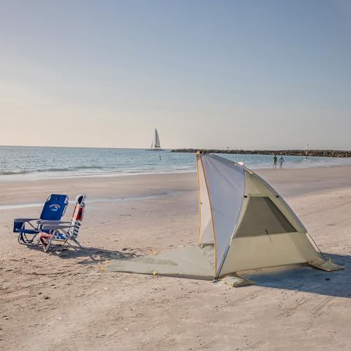 WolfWise 2-3 Person Portable Beach Tent UPF 50+ Sun Shade Canopy Umbrella with Extendable Floor, Blue