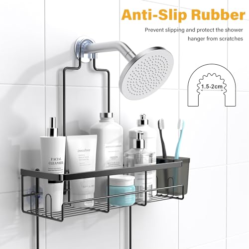 AKTECKE Shower Caddy Hanging Bathroom Organizer: Rustproof Shower Shelf for Inside Shower - No Drilling Shower Racks Over Showerhead - Bath Shower Shelves Rack for Shampoo Soap Black