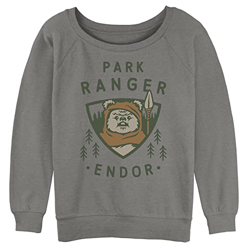Star Wars Women's Park Ranger Junior's Raglan Pullover with Coverstitch, Gray Heather, Small