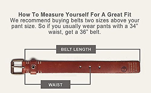 Timberland Men's 35mm Classic Buckle Jean Leather Belts, Brown, 34