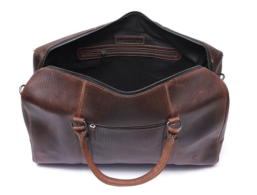 Leather Travel Duffel Bag | Gym Sports Bag Airplane Luggage Carry-On Bag | Gift for Father's Day By Aaron Leather Goods (Blue) 20 x 11 x 9 Inch