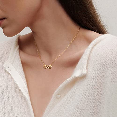 ChicSilver Personalized 18K Gold Plated Infinity Necklace with Cubic Zirconia, Sterling Silver Infinity Heart Pendant Custom Birthstone Jewelry Birthday Gift for Women 16 Inch