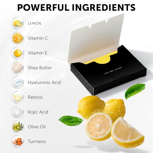 VALITIC Brightening Lemon Turmeric Kojic Acid Paper Soap - Vitamin C, Retinol, Collagen - Original Japanese Complex - Hyaluronic Acid, Vitamin E, Shea Butter, Castile Olive Oil - 2 Pack