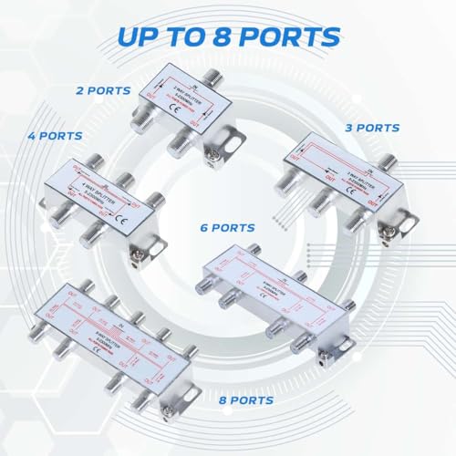 Cables Direct Online 2 Way Bi-Directional 5-2300 MHz Indoor and Outdoor Waterproof Coaxial Antenna Splitter for RG6 RG59 Coax Cable Satellite HDTV (2 Ports)