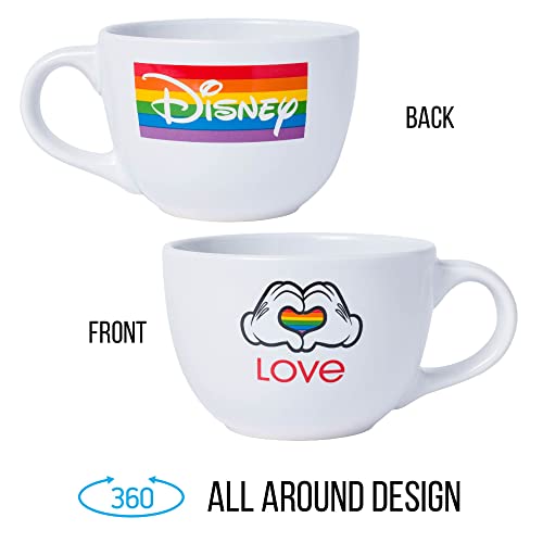 Silver Buffalo Mickey Mouse Hands Rainbow Pride Ceramic Soup Mug, 24 Ounces