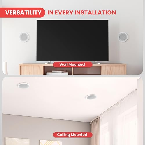 Pyle 2-Way 6.5" 250W in-Wall Speakers & Bluetooth Wall Mount Receiver - Home Audio System