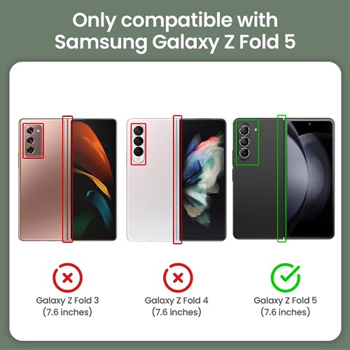 VEGO for Samsung Z Fold 5 Case, Galaxy Z Fold 5 Case with Slide Camera Cover & Screen Protector Built-in 360° Magnetic Kickstand Drop Protection Case for Samsung Galaxy Z Fold 5 5G 2023 - Black