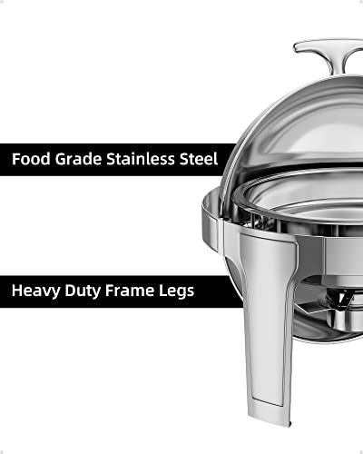 Garvee 6QT Roll Top Round Chafing Dish Stainless Steel Full Pan Classic Buffet Chafer [at Least 5 People]