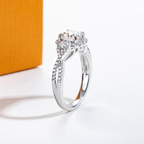 AimiIee Cushion Cut Halo Moissanite Rings 1.434cttw D Color VVS1 Clarity S925 Sterling Silver Promise Engagement Rings Wedding Rings Christmas Gift for Women with Certificate 5